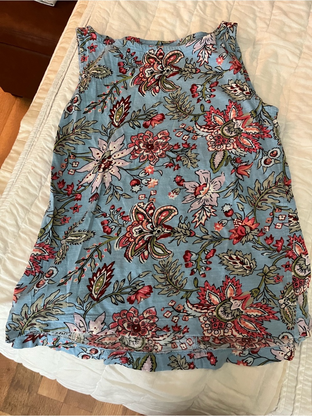 LOFT Light Blue Floral Print Sleeveless Tank